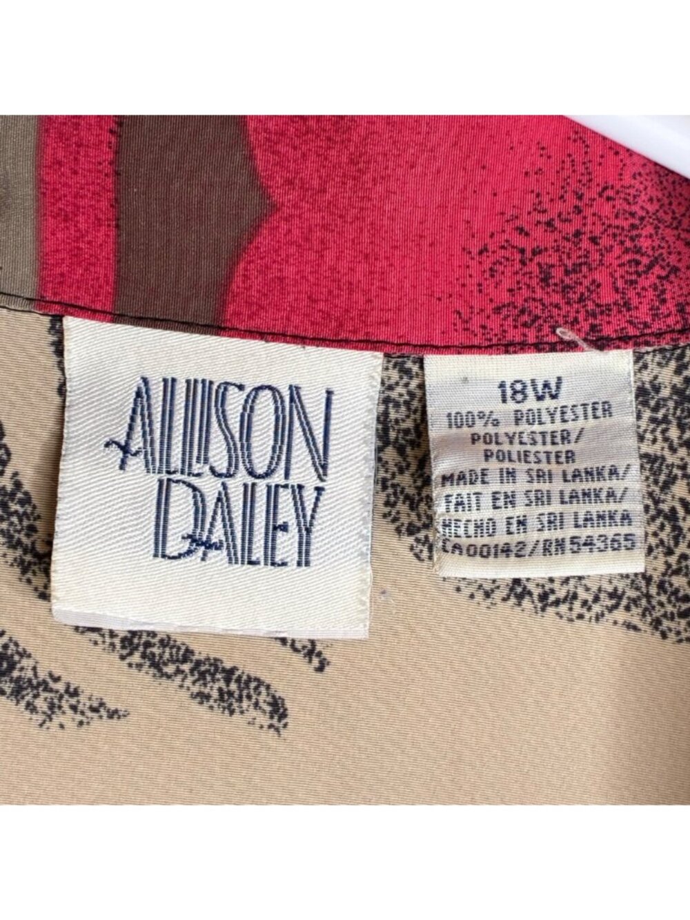Allison Daley Blouse Womens 18W Button Up Abstract Print 3/4 Sleeve Polyester - Picture 2 of 5
